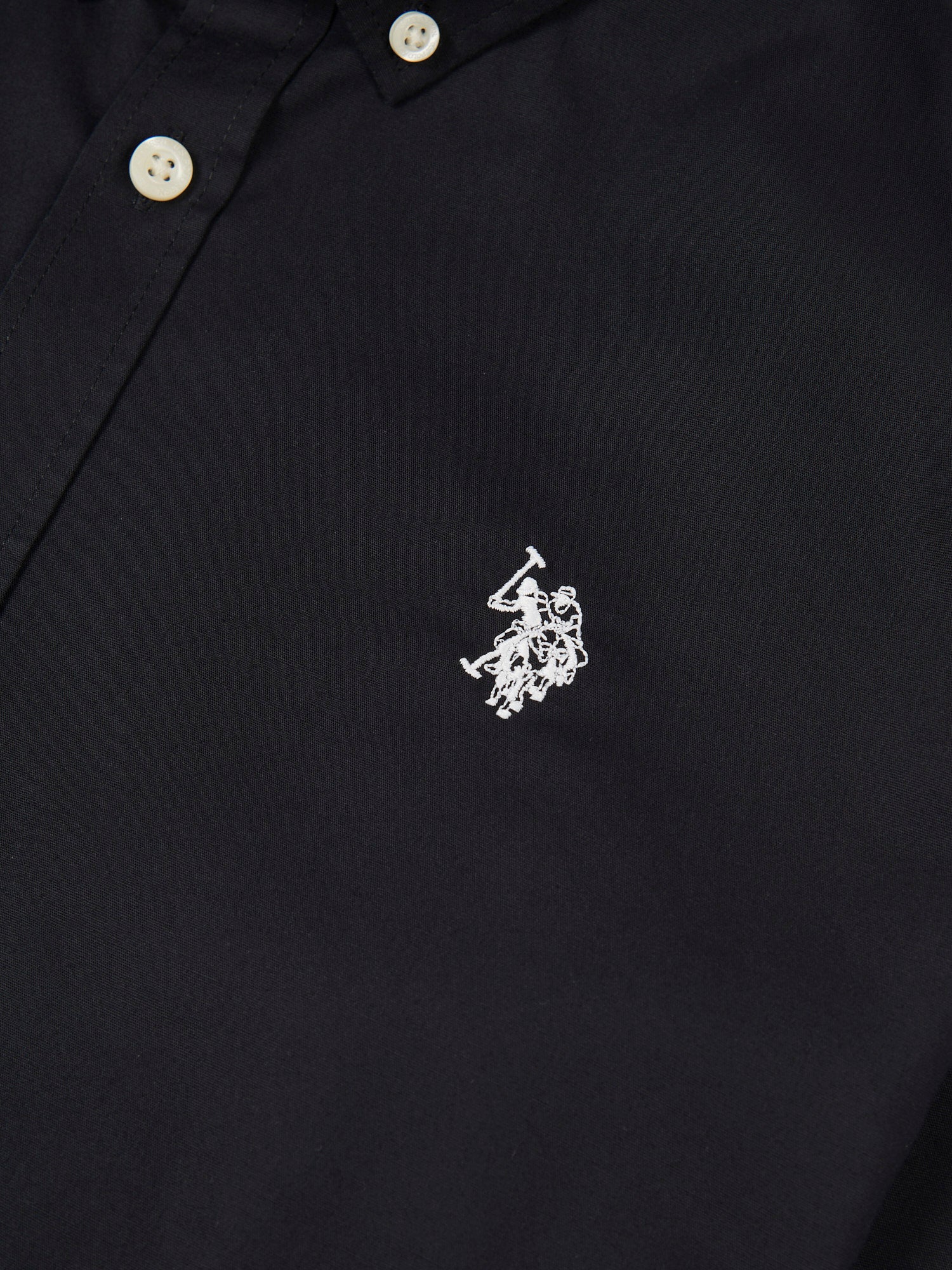 Mens Stretch Cotton Poplin Shirt Black Bright White DHM