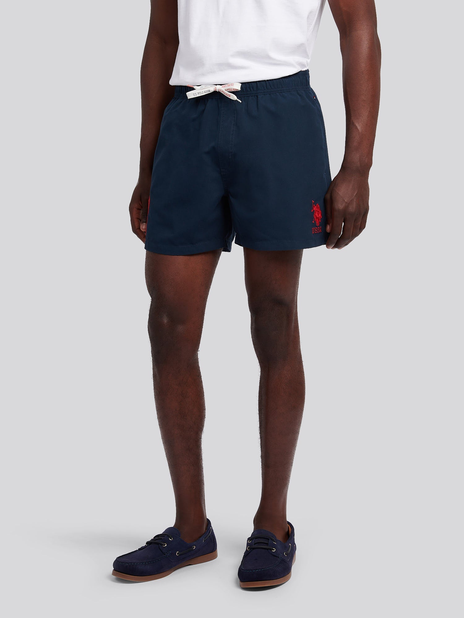 Mens Player 3 Swim Short Dark Sapphire Navy / Haute Red DHM