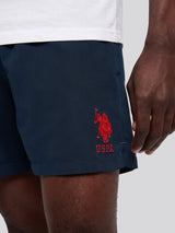 Mens Player 3 Swim Short Dark Sapphire Navy / Haute Red DHM