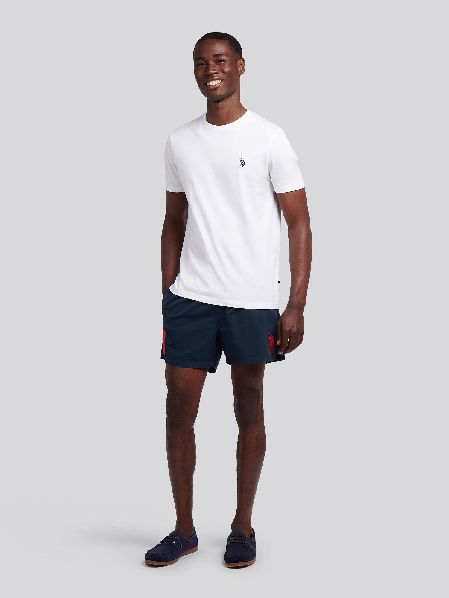 Mens Player 3 Swim Short Dark Sapphire Navy / Haute Red DHM