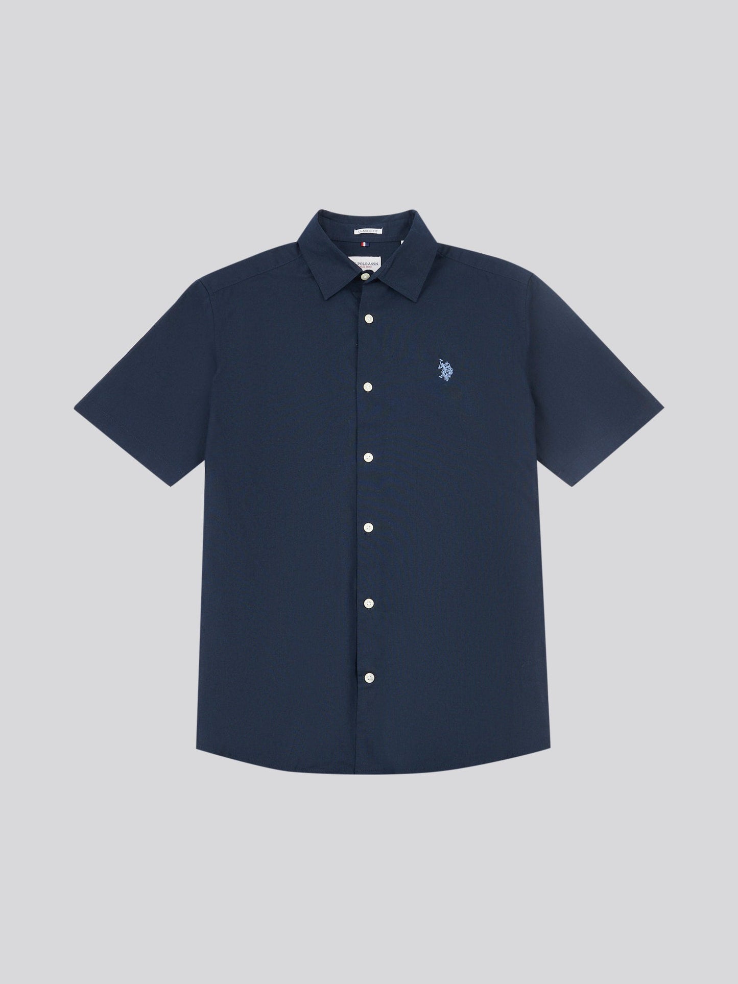 Mens Linen Blend Short Sleeve Shirt Dark Sapphire Navy / Moonlight Blue DHM