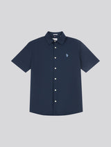 Mens Linen Blend Short Sleeve Shirt Dark Sapphire Navy / Moonlight Blue DHM