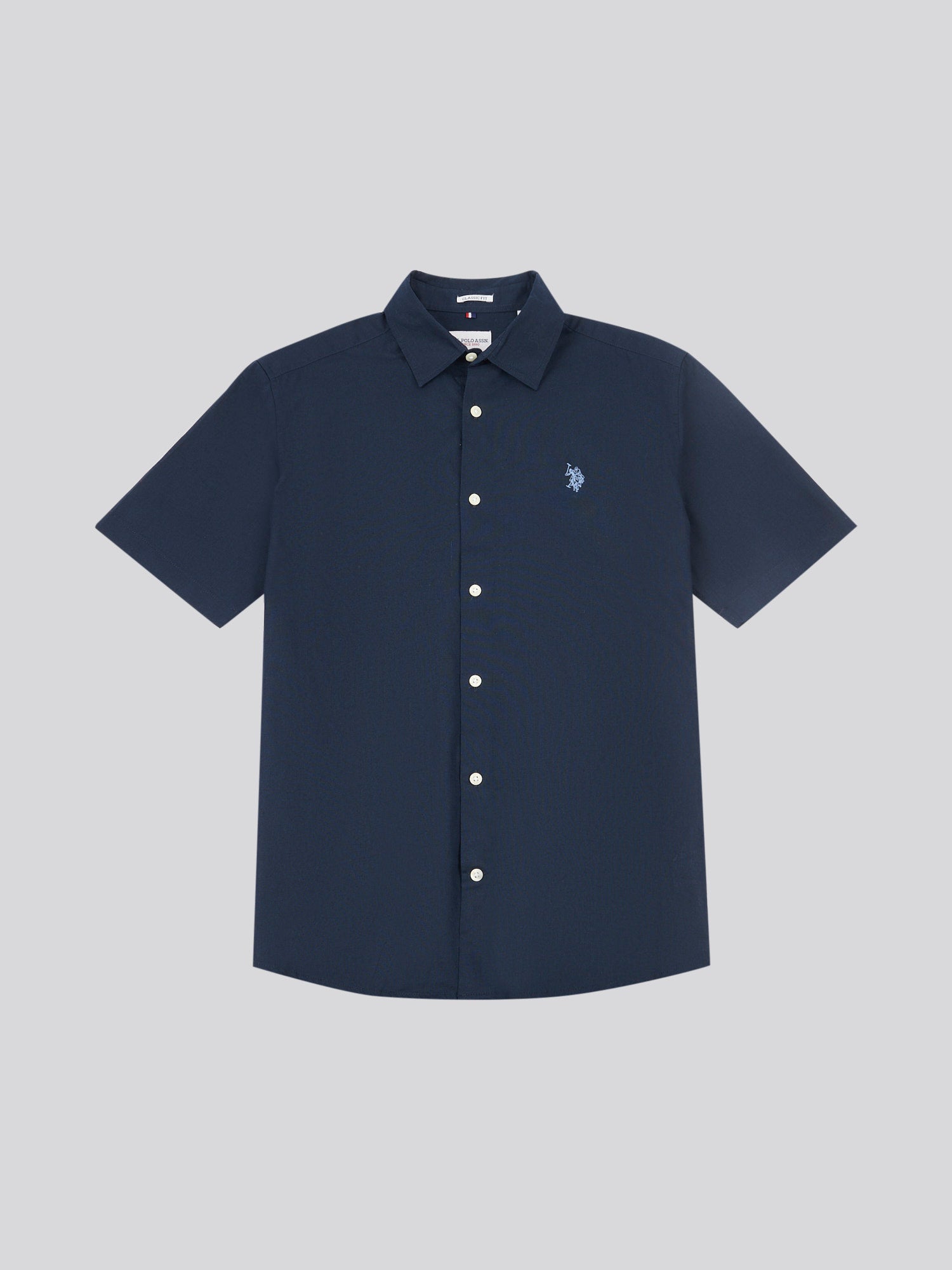 Mens Linen Blend Short Sleeve Shirt Dark Sapphire Navy / Moonlight Blue DHM