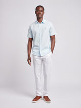 Mens Linen Blend Short Sleeve Shirt Ice Water