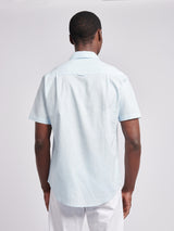 Mens Linen Blend Short Sleeve Shirt Ice Water