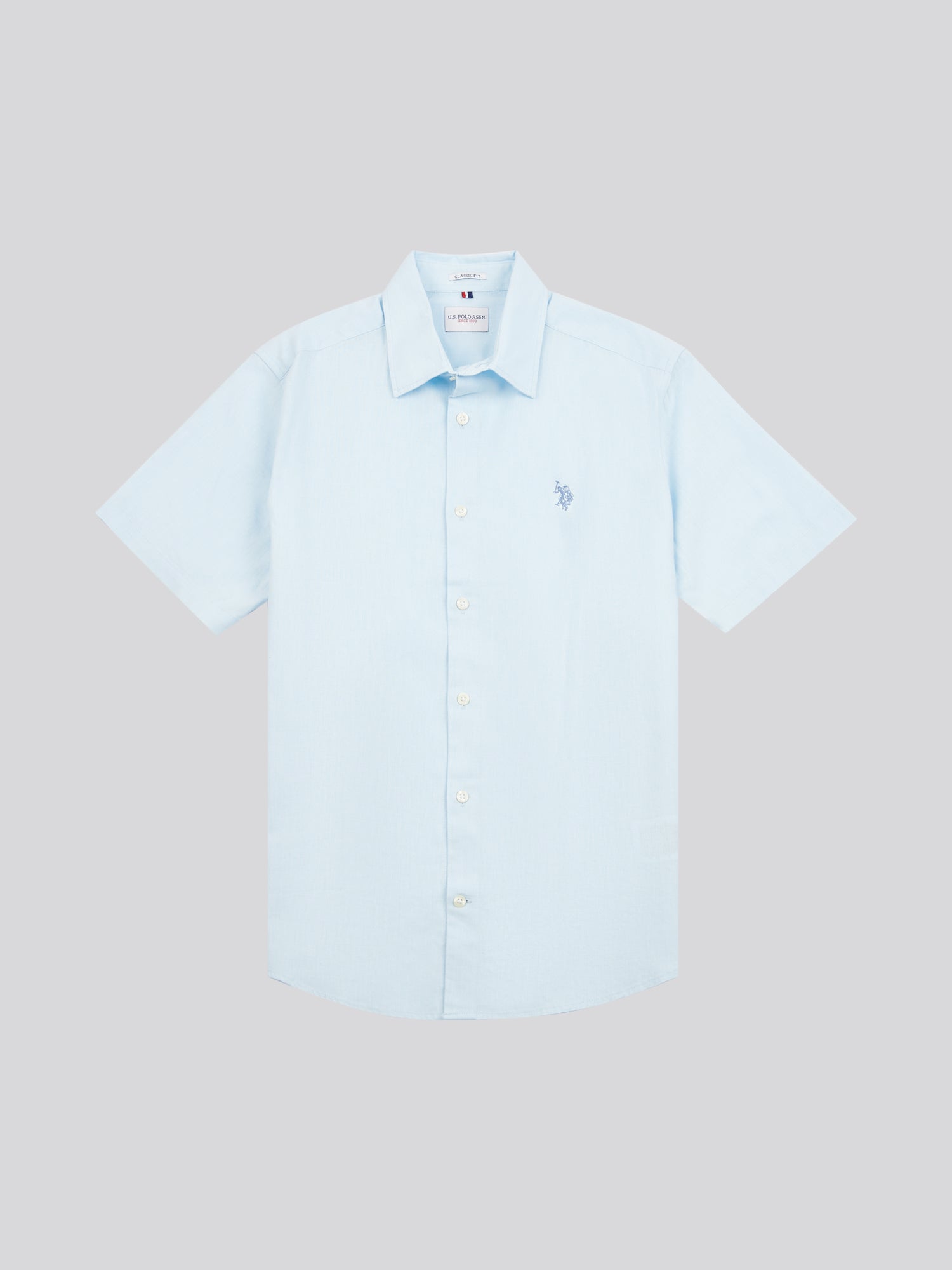 Mens Linen Blend Short Sleeve Shirt Ice Water