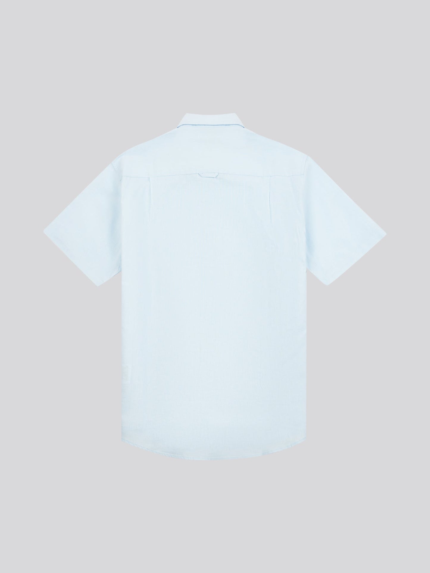 Mens Linen Blend Short Sleeve Shirt Ice Water
