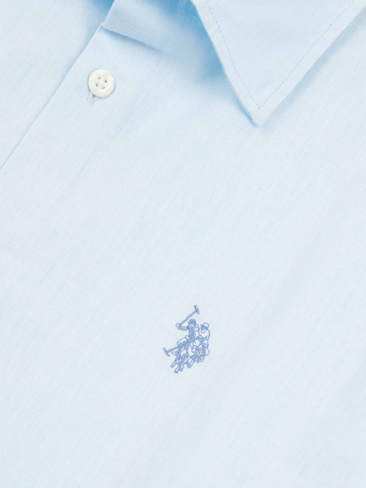 Mens Linen Blend Short Sleeve Shirt Ice Water