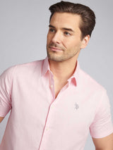 Mens Linen Blend Short Sleeve Shirt Pink a Boo