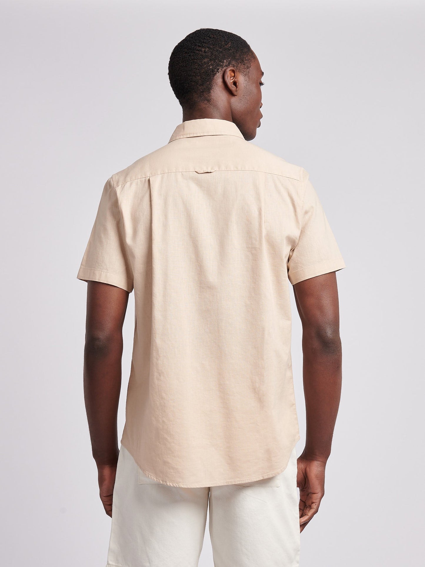 Mens Linen Blend Short Sleeve Shirt Doeskin
