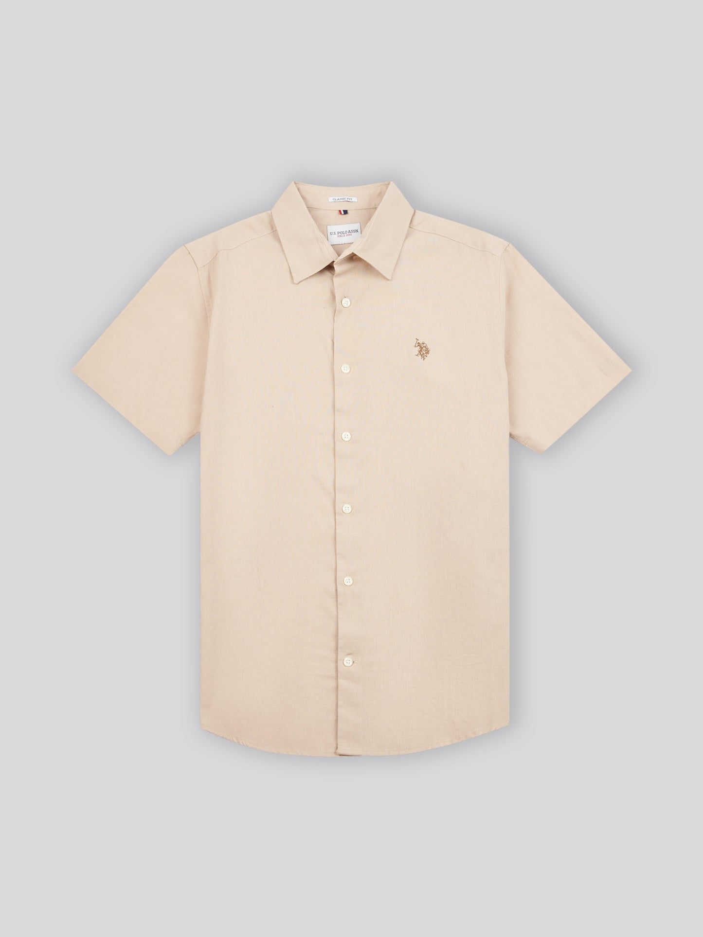 Mens Linen Blend Short Sleeve Shirt Doeskin