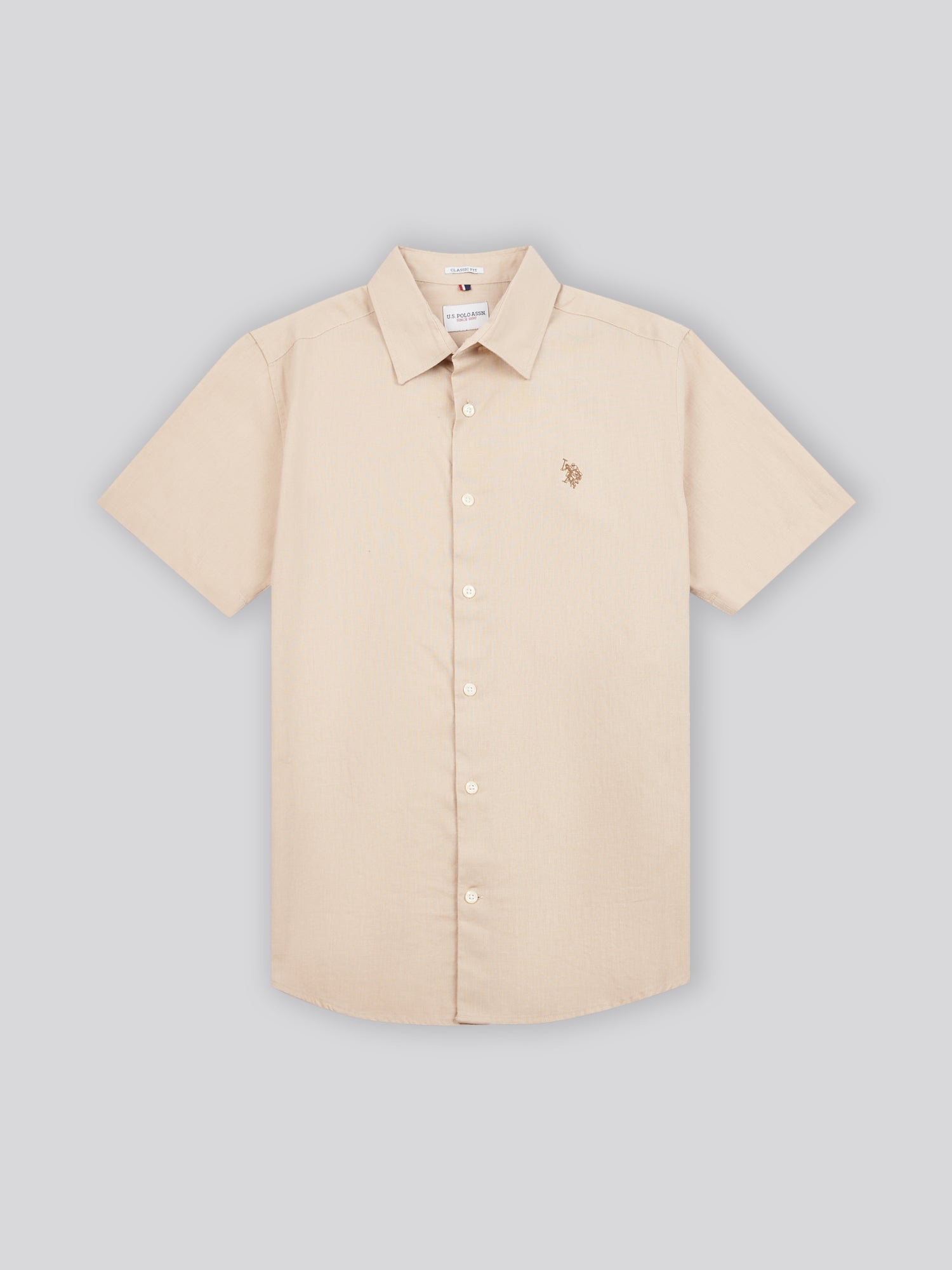 Mens Linen Blend Short Sleeve Shirt Doeskin