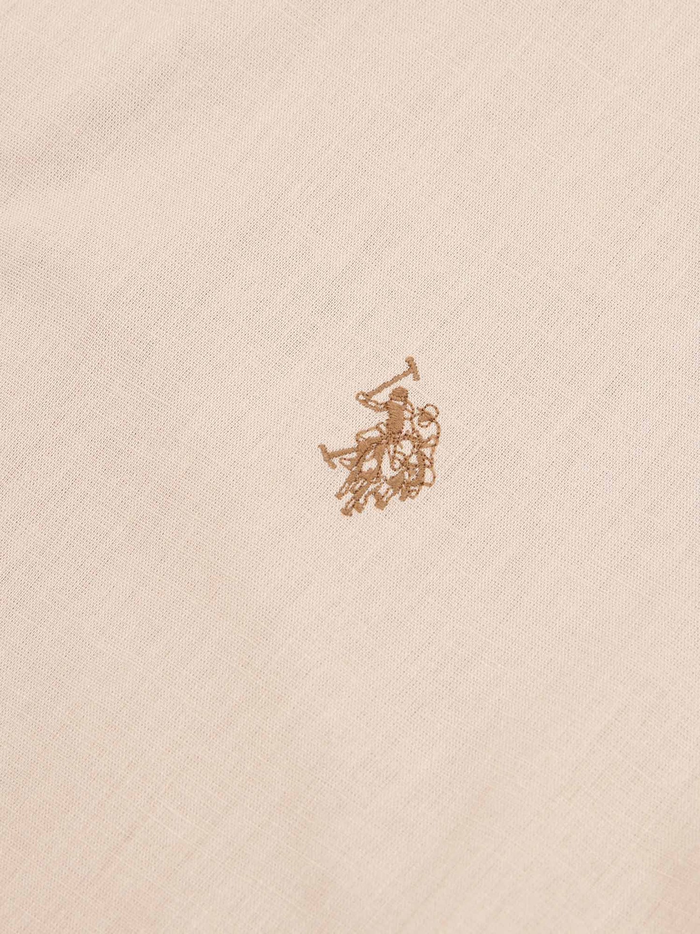 Mens Linen Blend Short Sleeve Shirt Doeskin