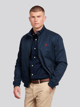 Mens Cotton Twill Harrington Jacket Dark Sapphire Navy / Haute Red DHM