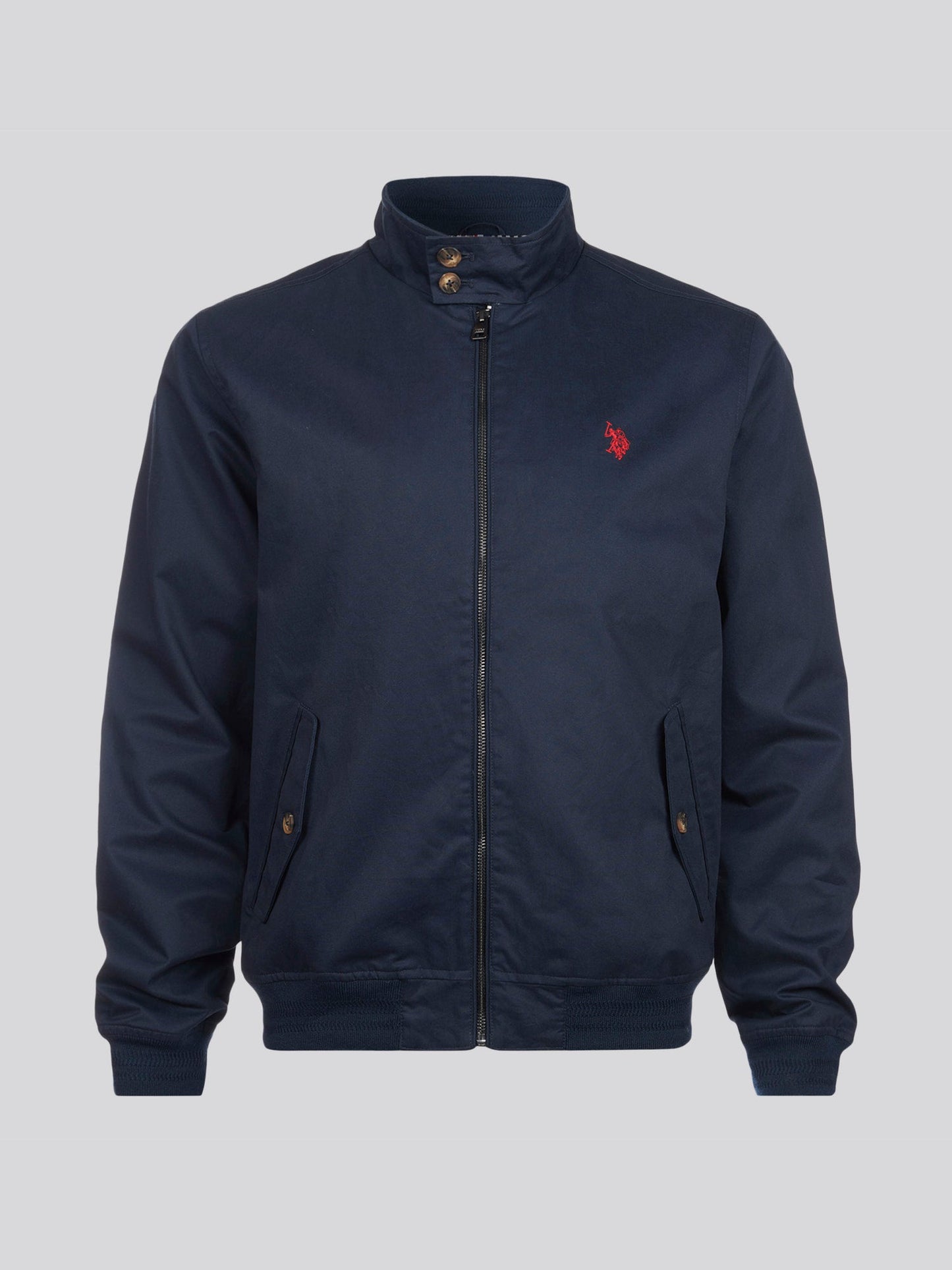 Mens Cotton Twill Harrington Jacket Dark Sapphire Navy / Haute Red DHM