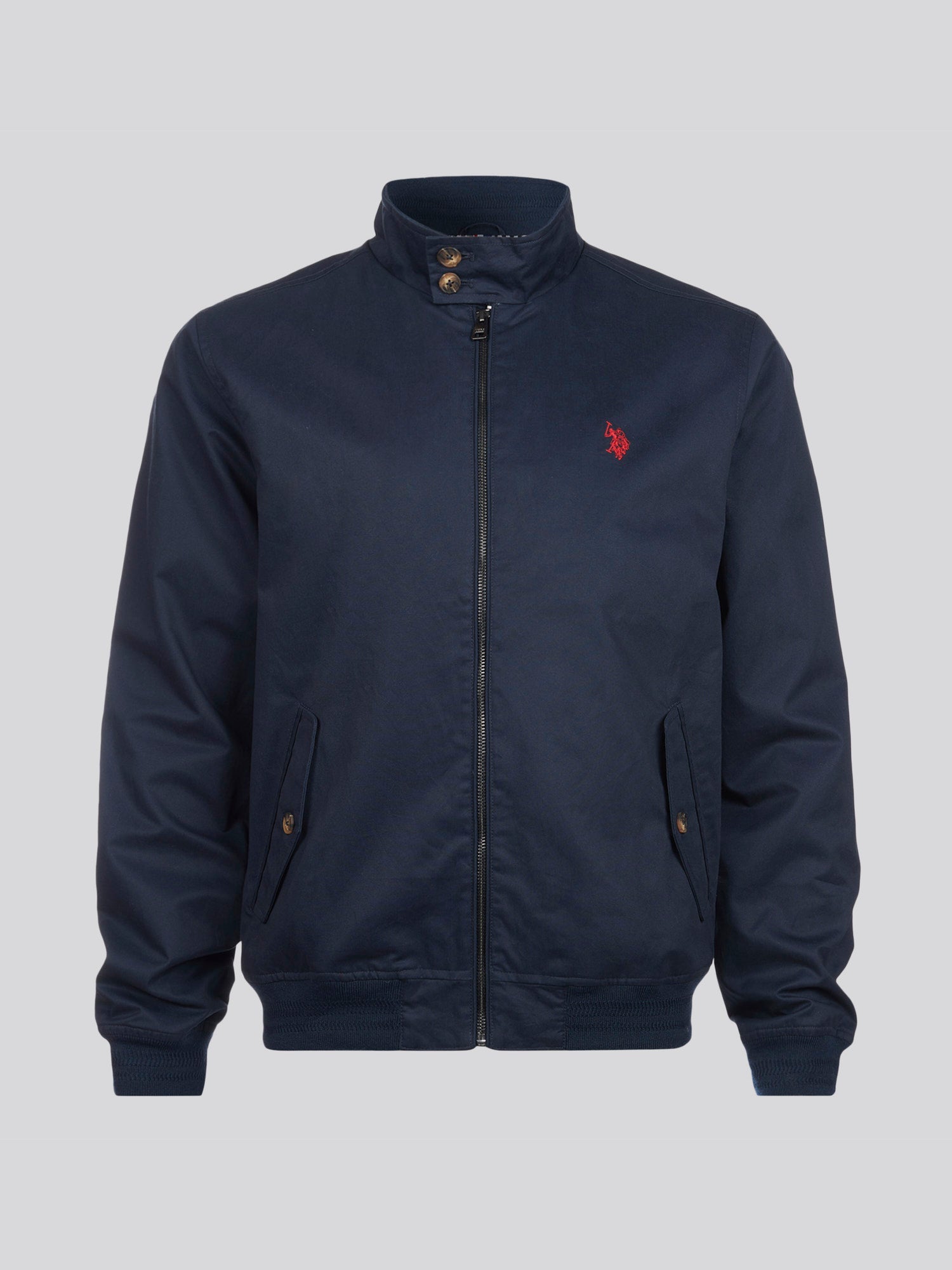 Mens Cotton Twill Harrington Jacket Dark Sapphire Navy / Haute Red DHM