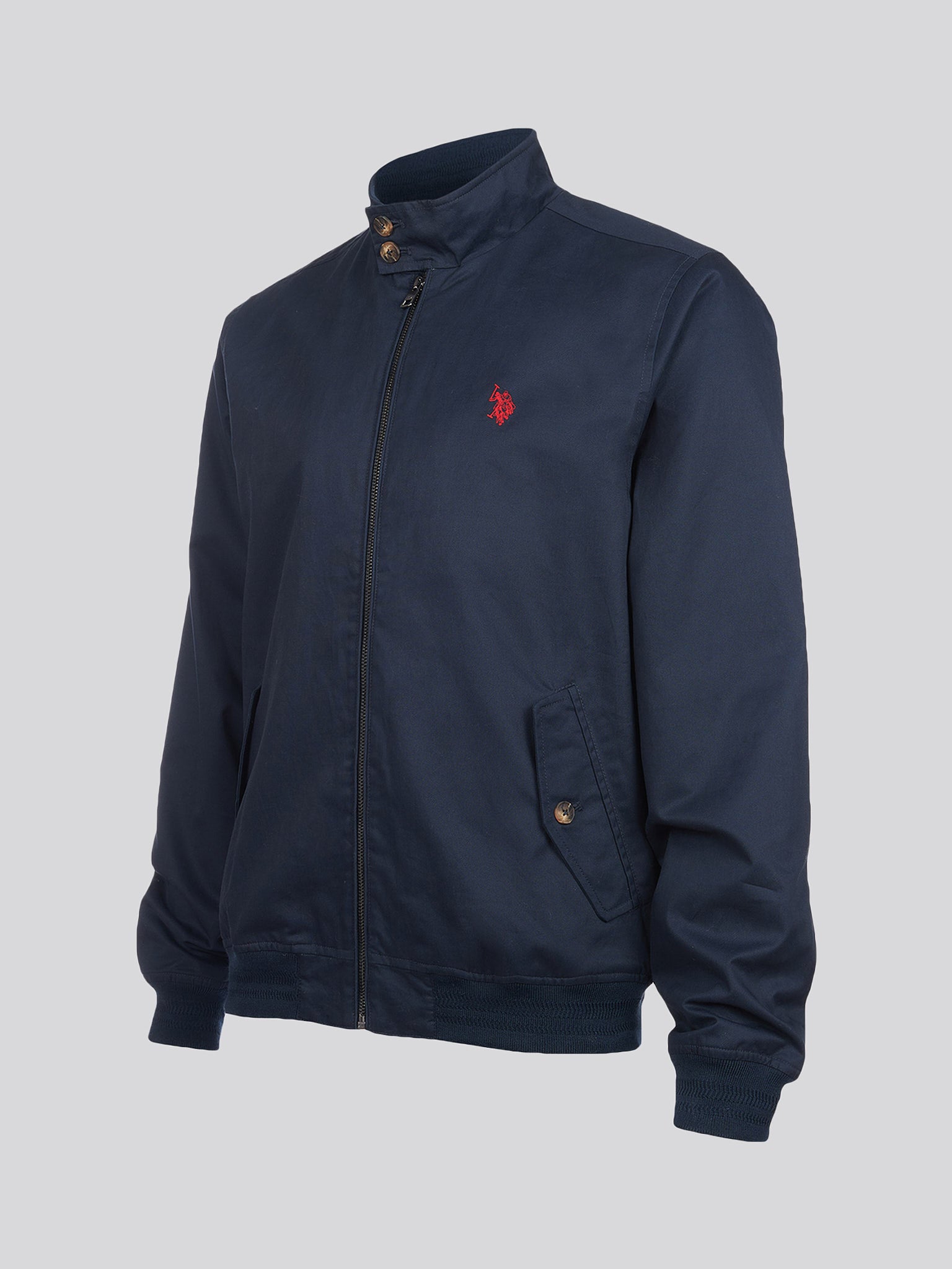 Mens Cotton Twill Harrington Jacket Dark Sapphire Navy / Haute Red DHM