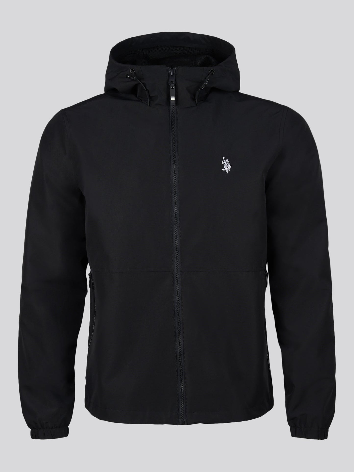 Mens Hooded Windbreaker Black Bright White DHM