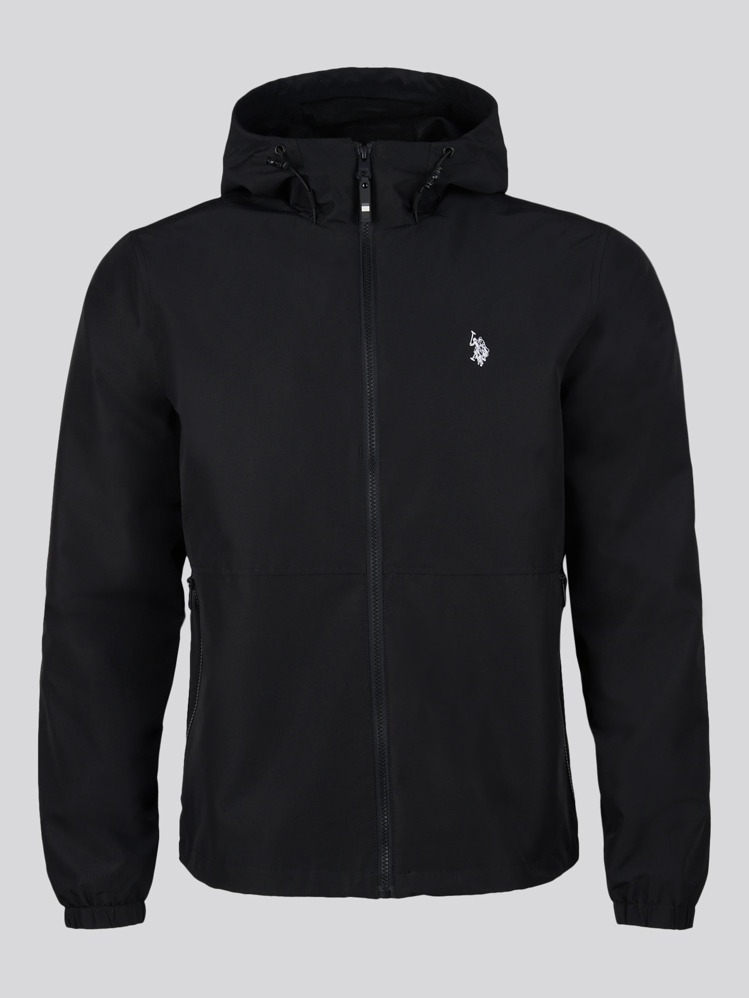 Mens Hooded Windbreaker Black Bright White DHM