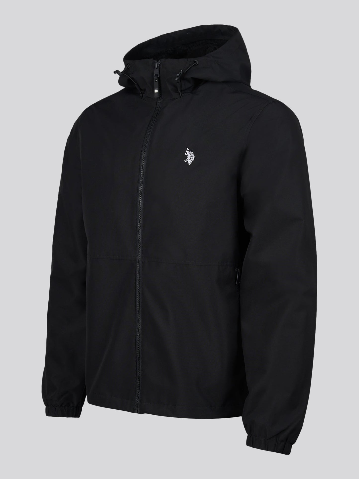 Mens Hooded Windbreaker Black Bright White DHM