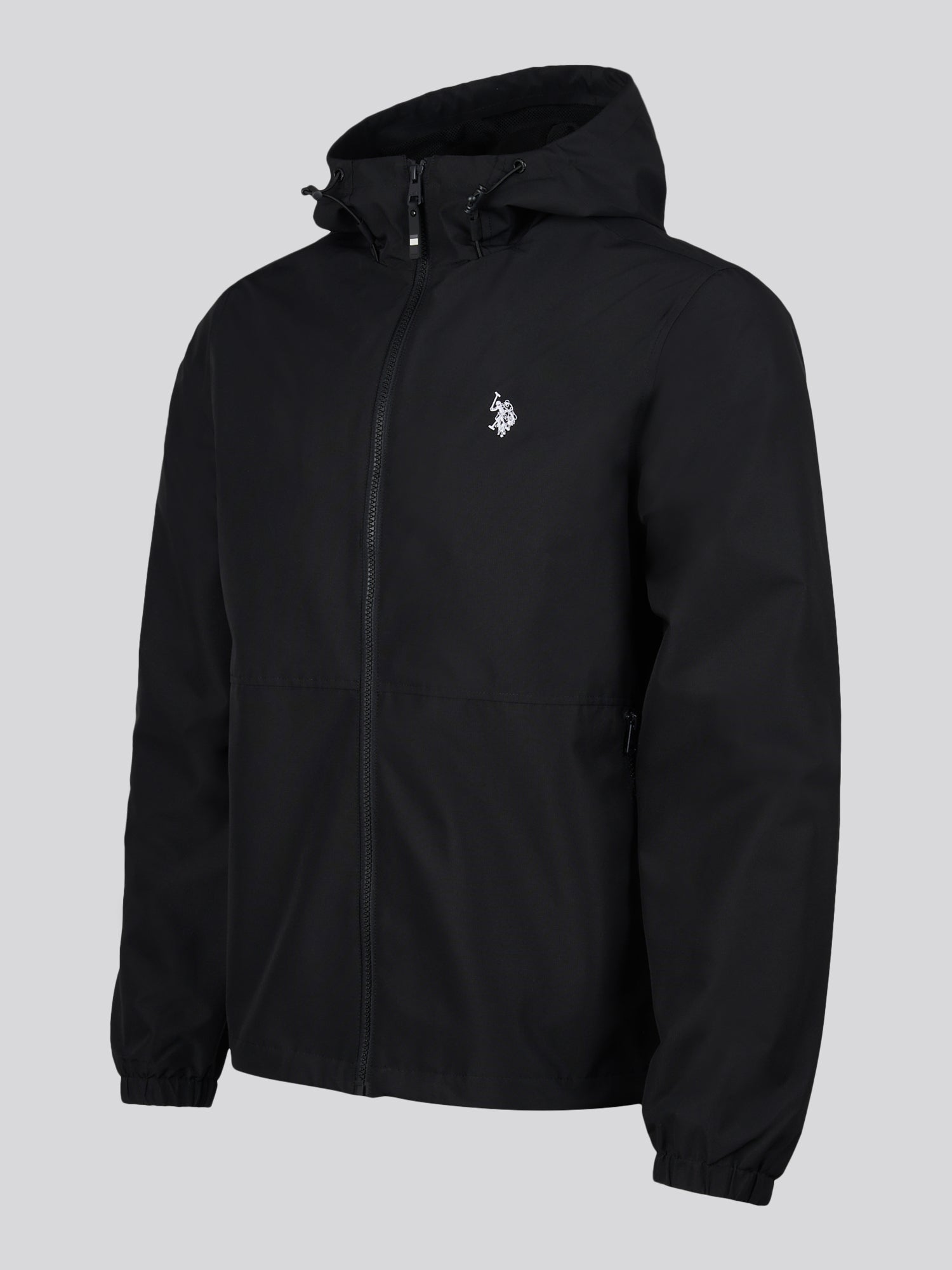 Mens Hooded Windbreaker Black Bright White DHM