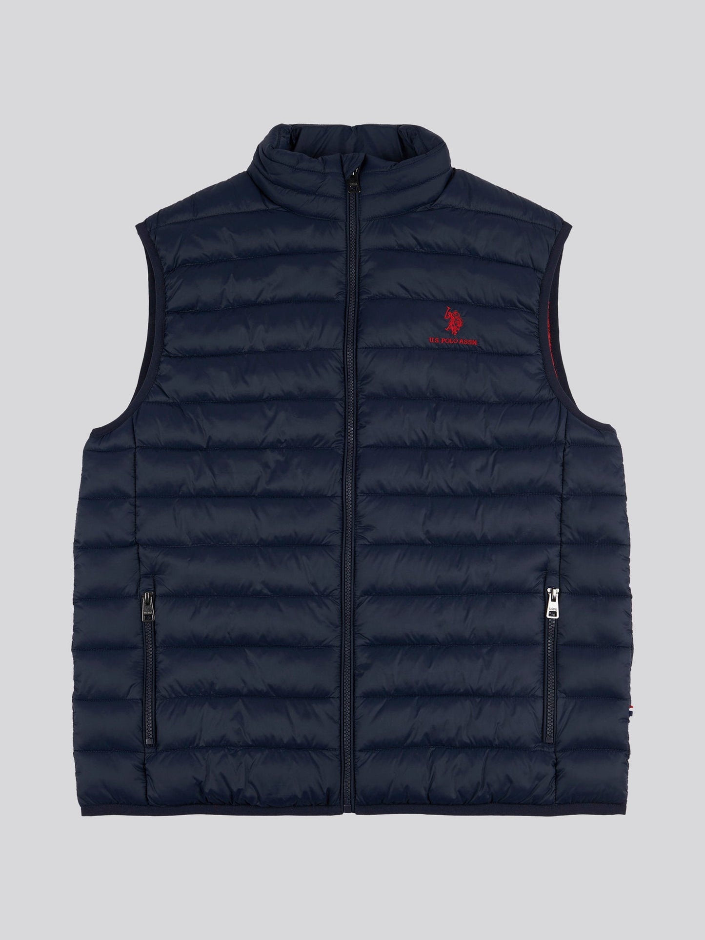 Mens Bound Quilted Gilet Dark Sapphire Navy / Haute Red DHM