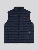 Mens Bound Quilted Gilet Dark Sapphire Navy / Haute Red DHM