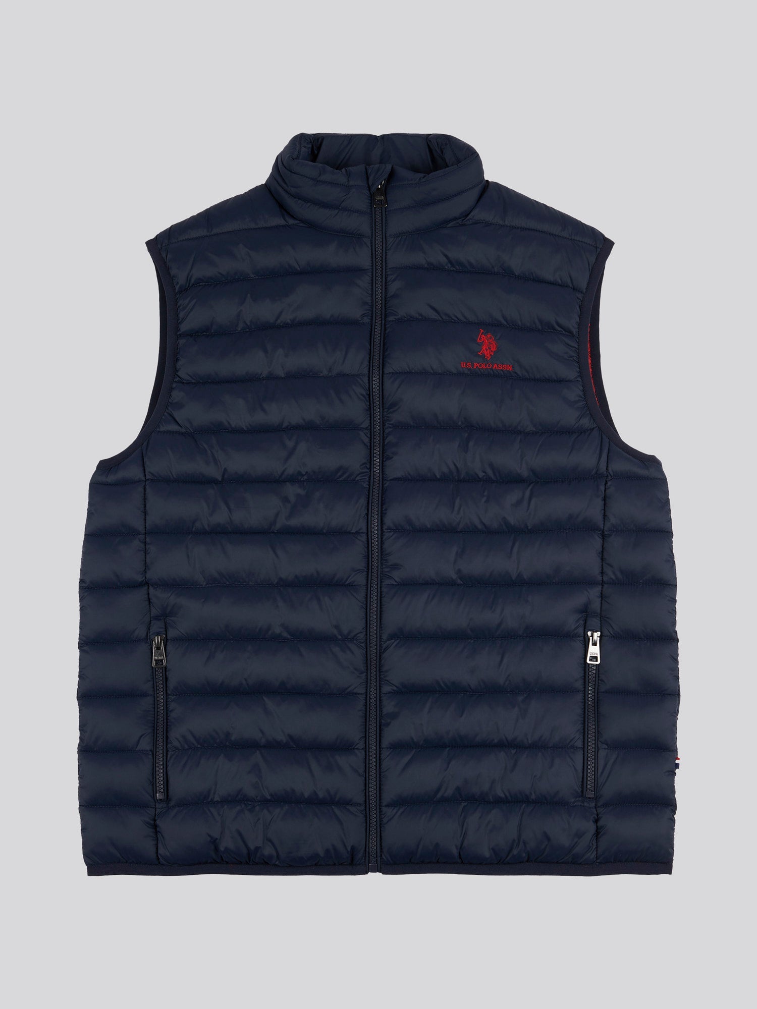 Mens Bound Quilted Gilet Dark Sapphire Navy / Haute Red DHM