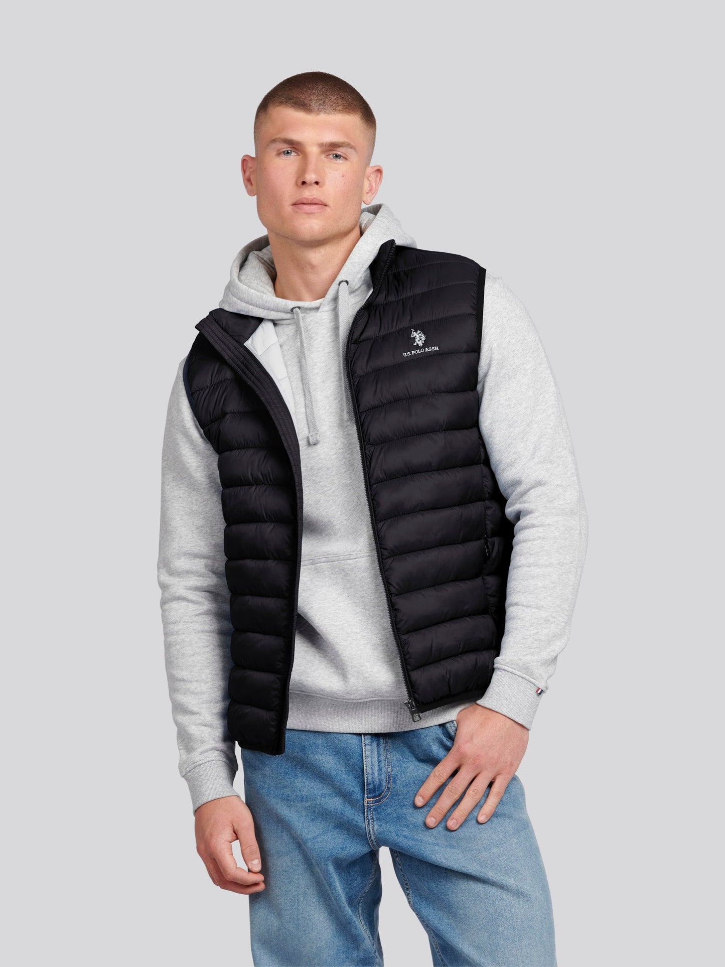 Mens Bound Quilted Gilet Black Bright White DHM