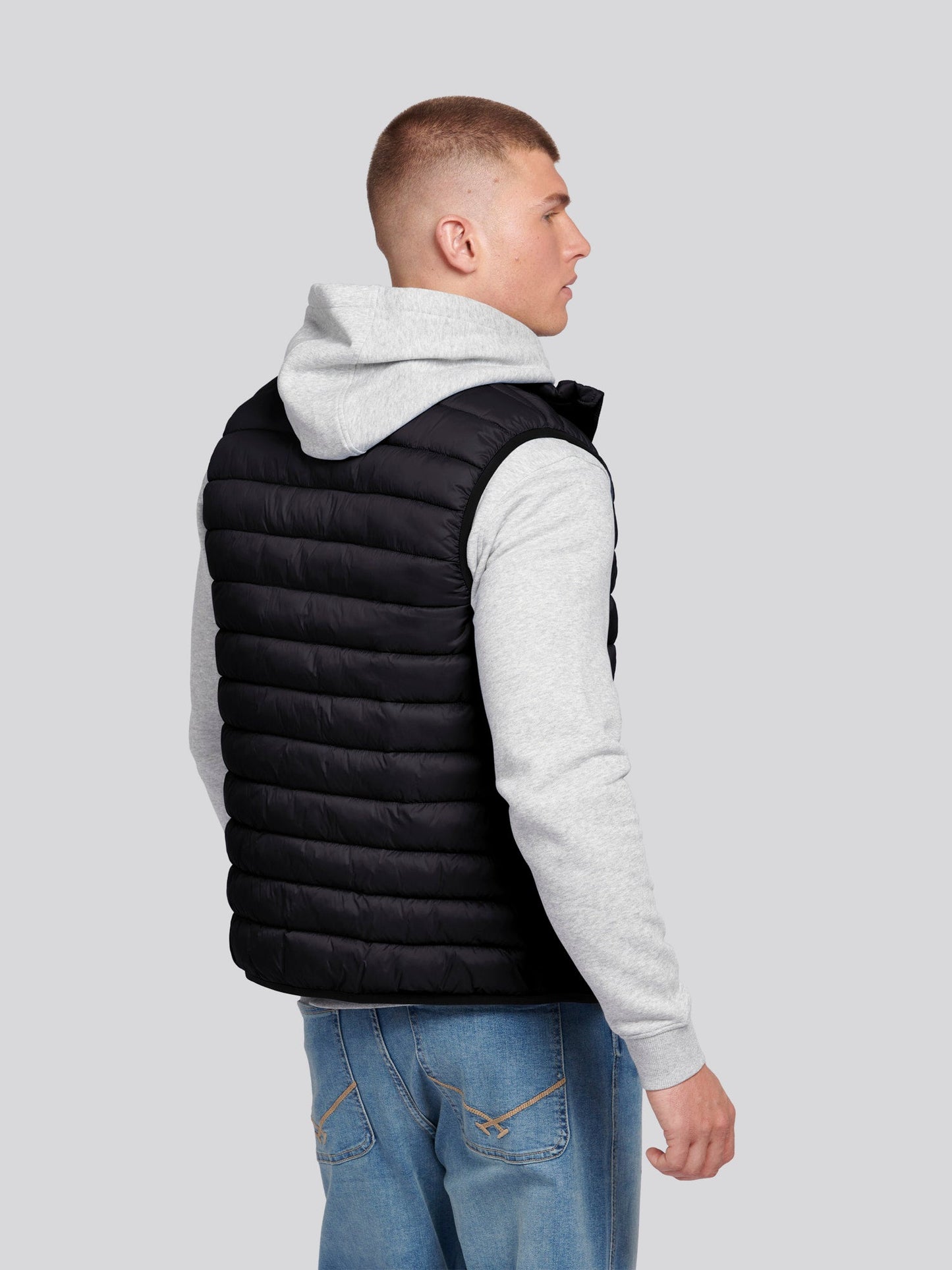 Mens Bound Quilted Gilet Black Bright White DHM