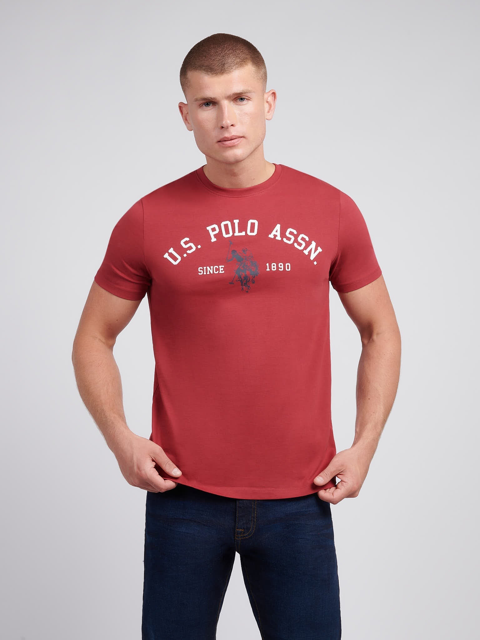 Mens Signature Arch Print T-Shirt Tibetan Red