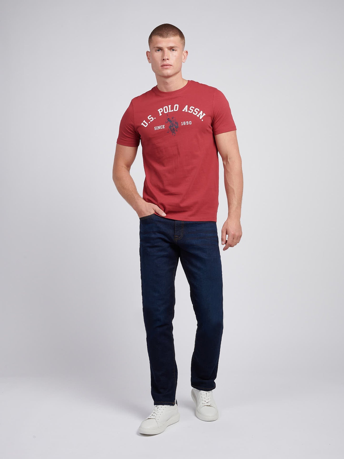 Mens Signature Arch Print T-Shirt Tibetan Red