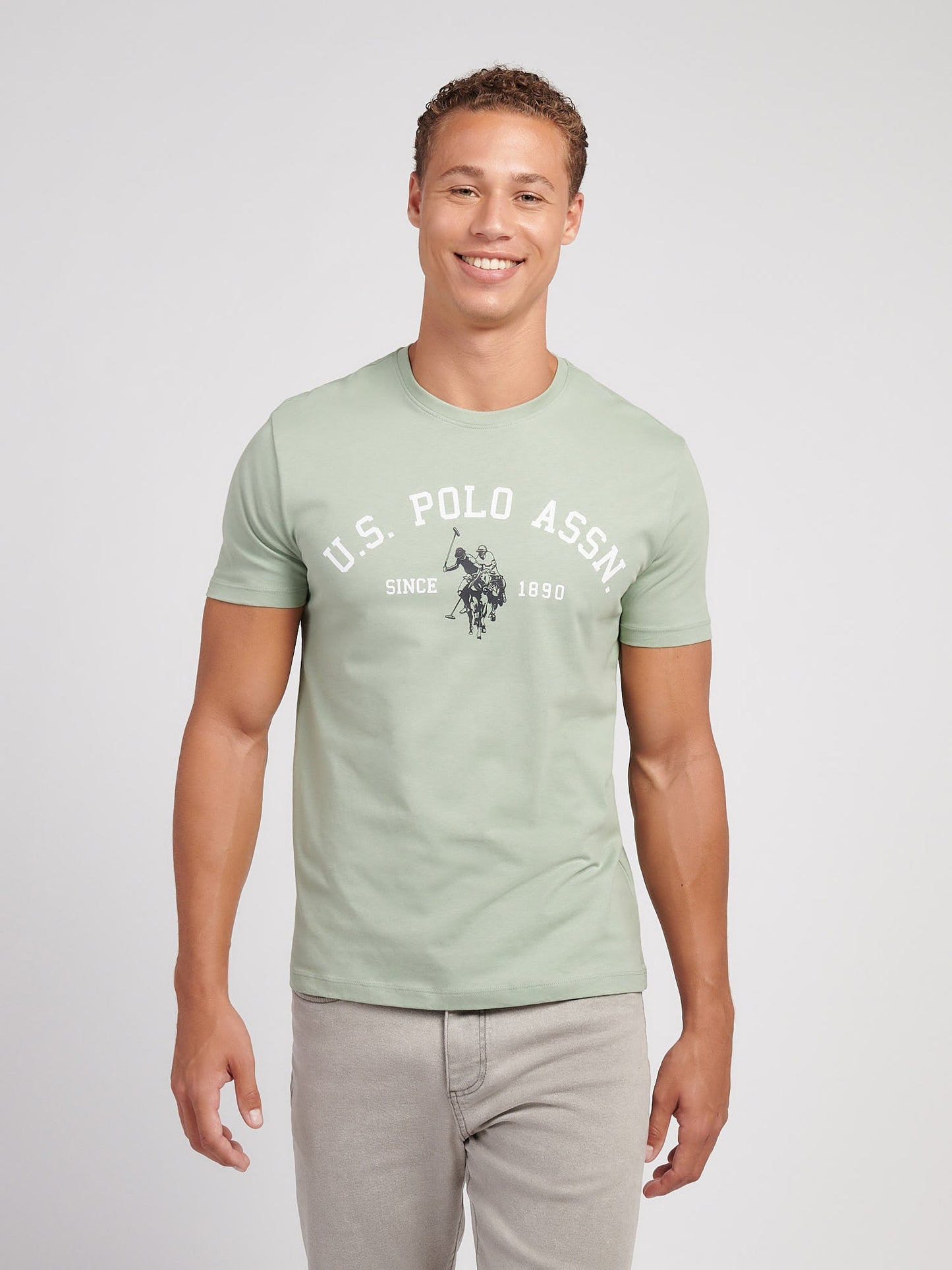 Mens Signature Arch Print T-Shirt Iceberg Green