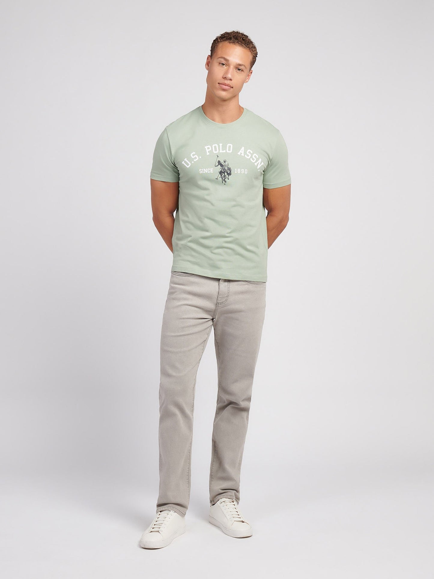 Mens Signature Arch Print T-Shirt Iceberg Green