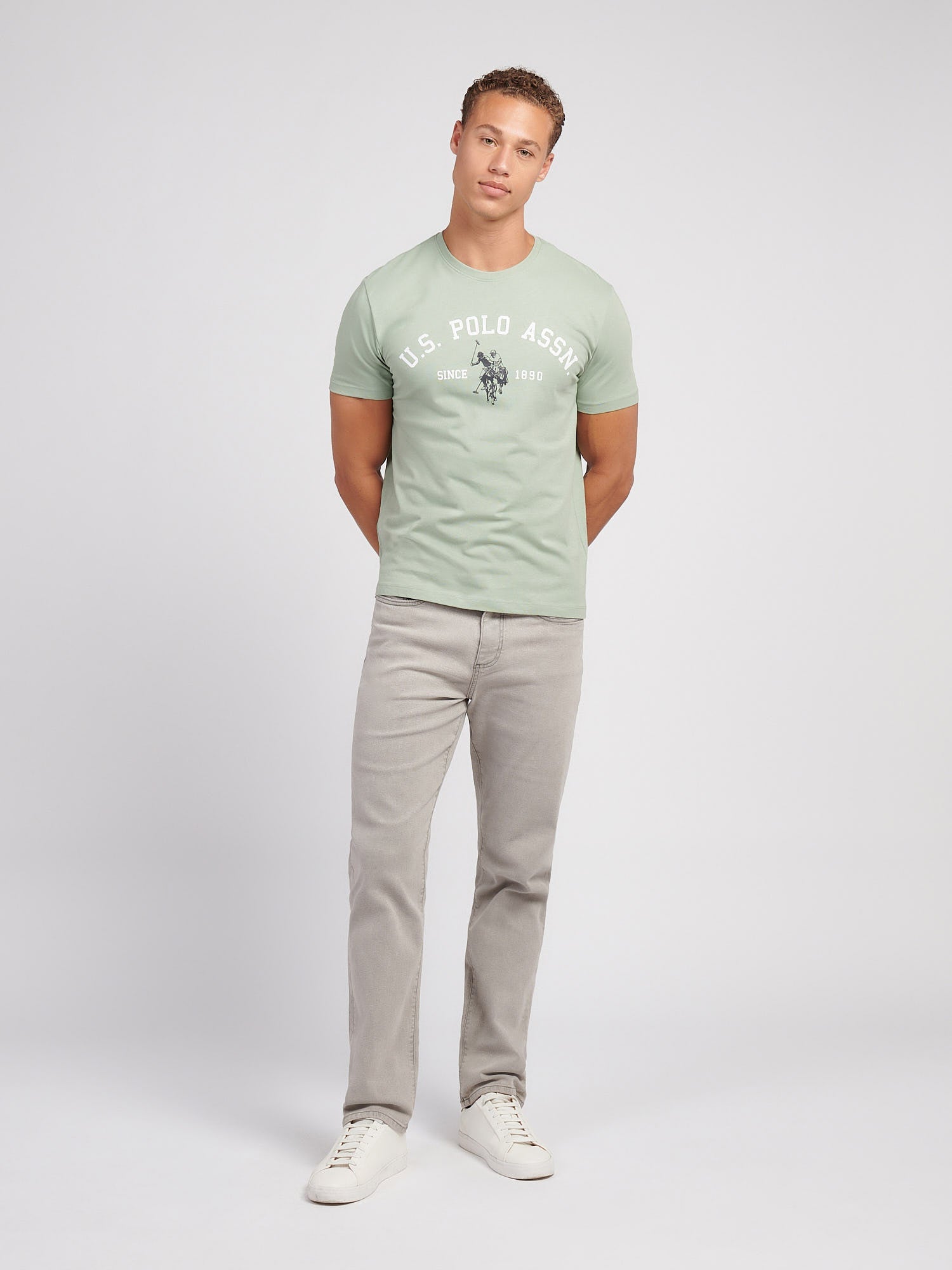 Mens Signature Arch Print T-Shirt Iceberg Green