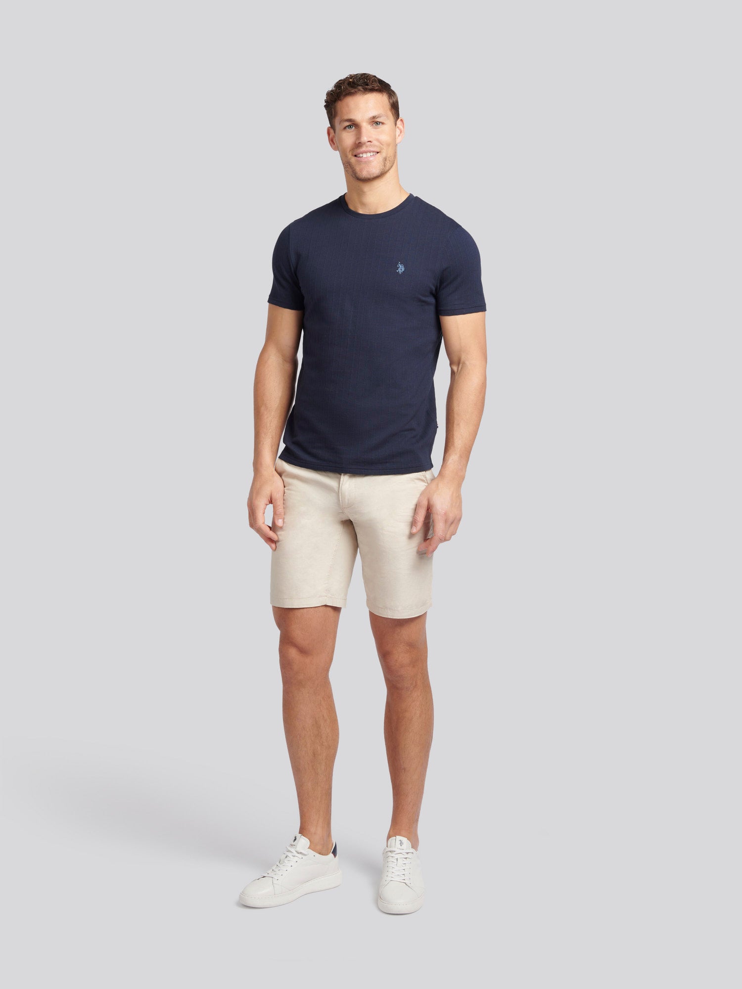 Mens Vertical Texture T-Shirt in Dark Sapphire Navy
