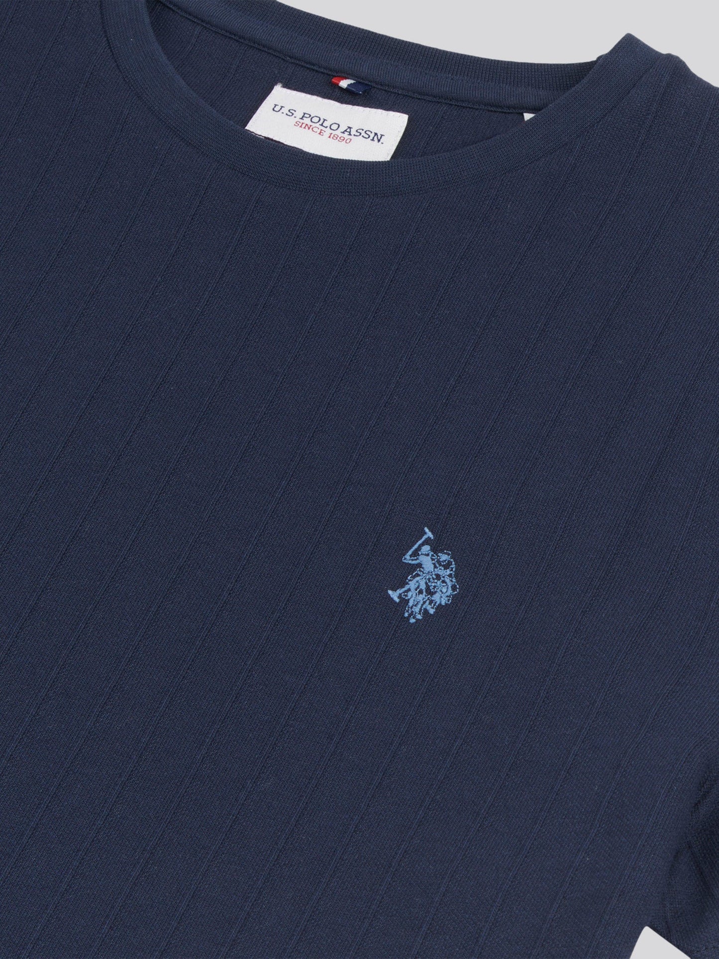 Mens Vertical Texture T-Shirt in Dark Sapphire Navy