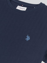 Mens Vertical Texture T-Shirt in Dark Sapphire Navy