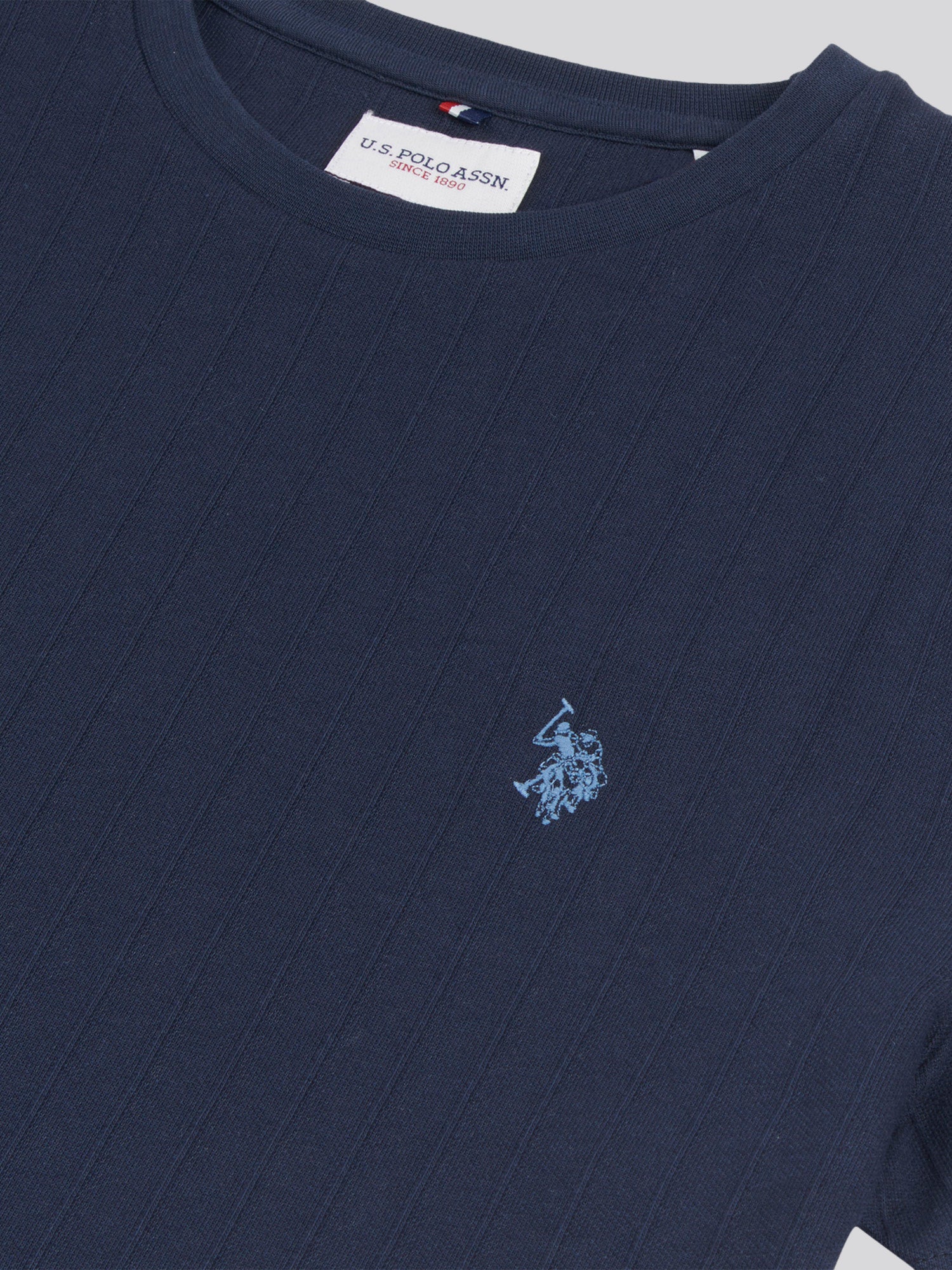 Mens Vertical Texture T-Shirt in Dark Sapphire Navy
