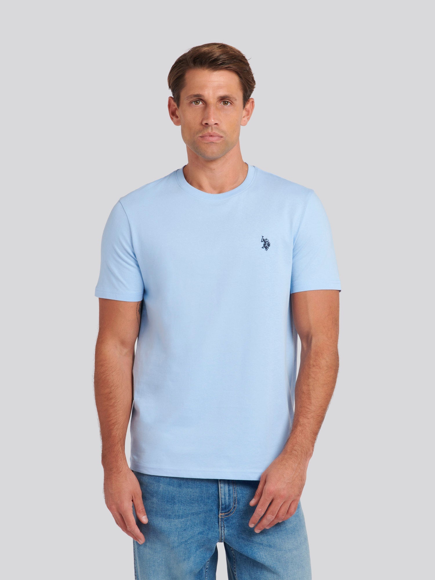 Mens Double Horsemen T-Shirt Chambray Blue