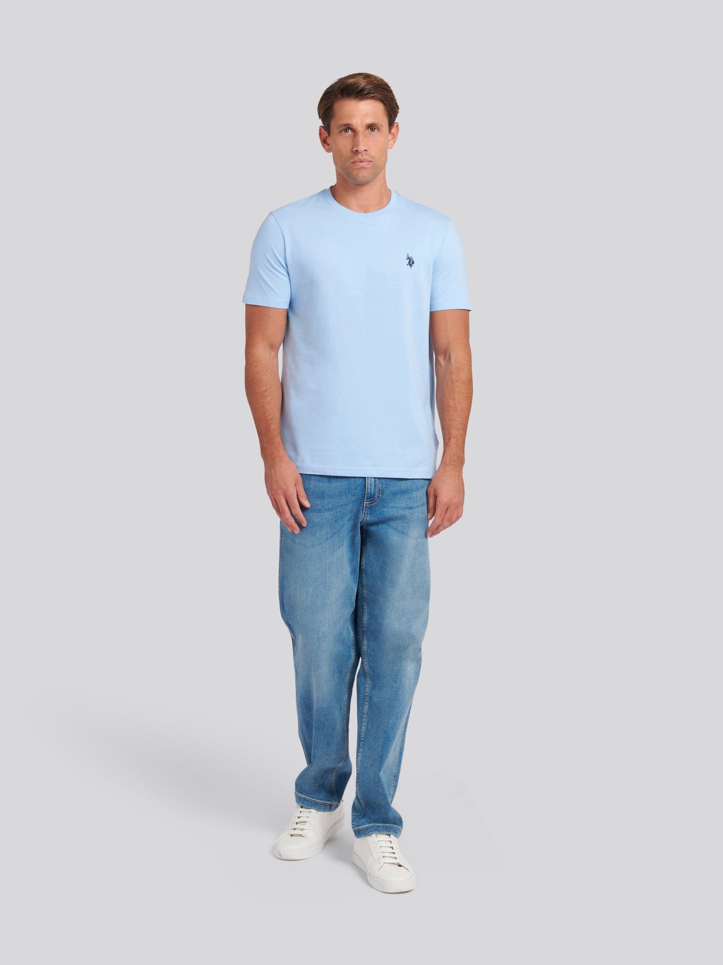 Mens Double Horsemen T-Shirt Chambray Blue
