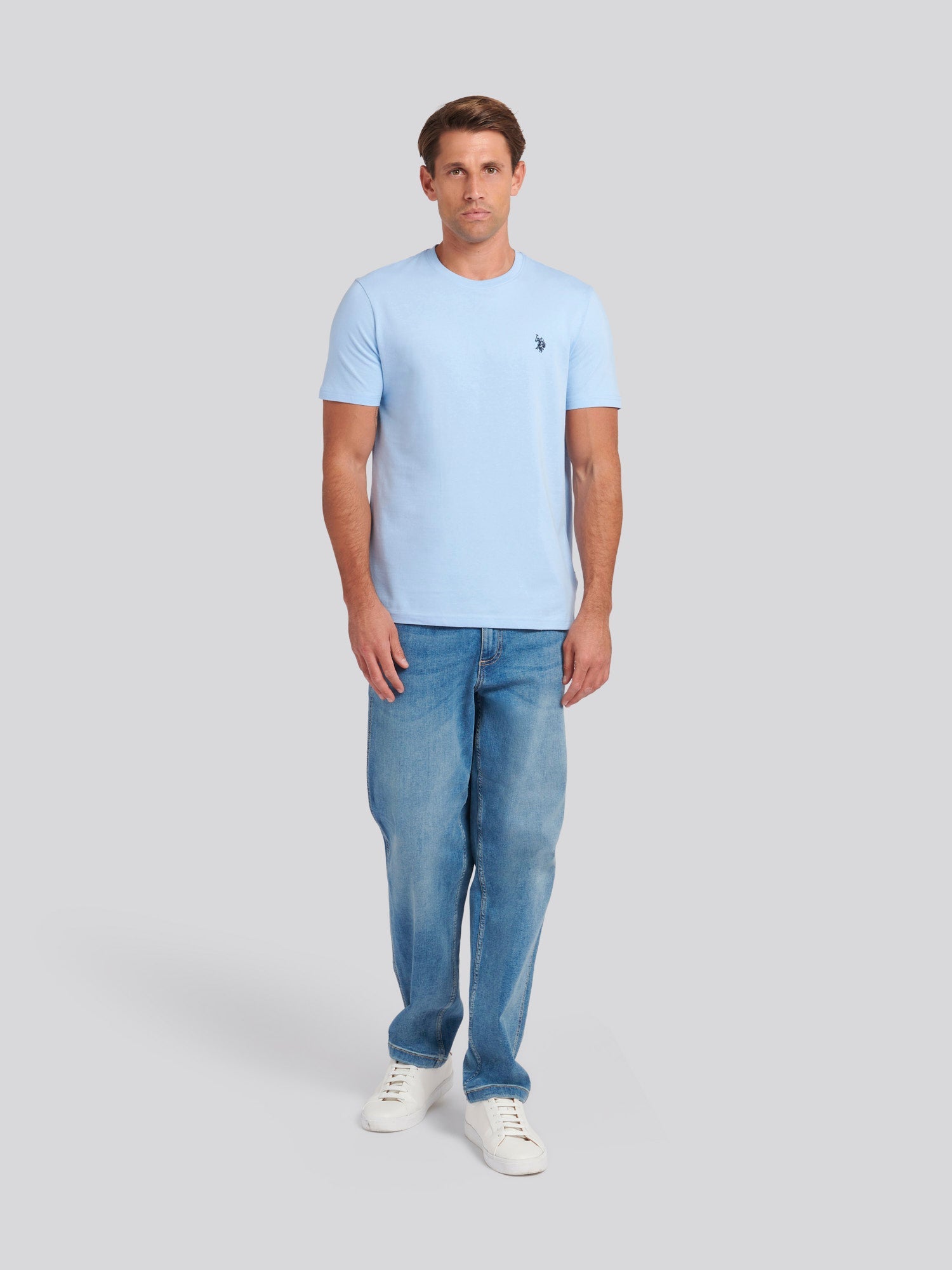 Mens Double Horsemen T-Shirt Chambray Blue