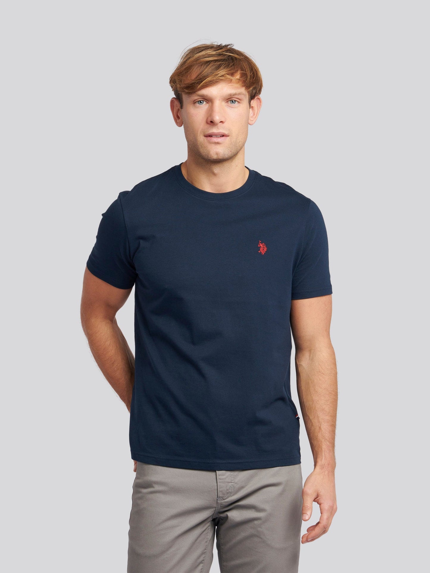 Mens Double Horsemen T-Shirt Dark Sapphire Navy / Haute Red DHM