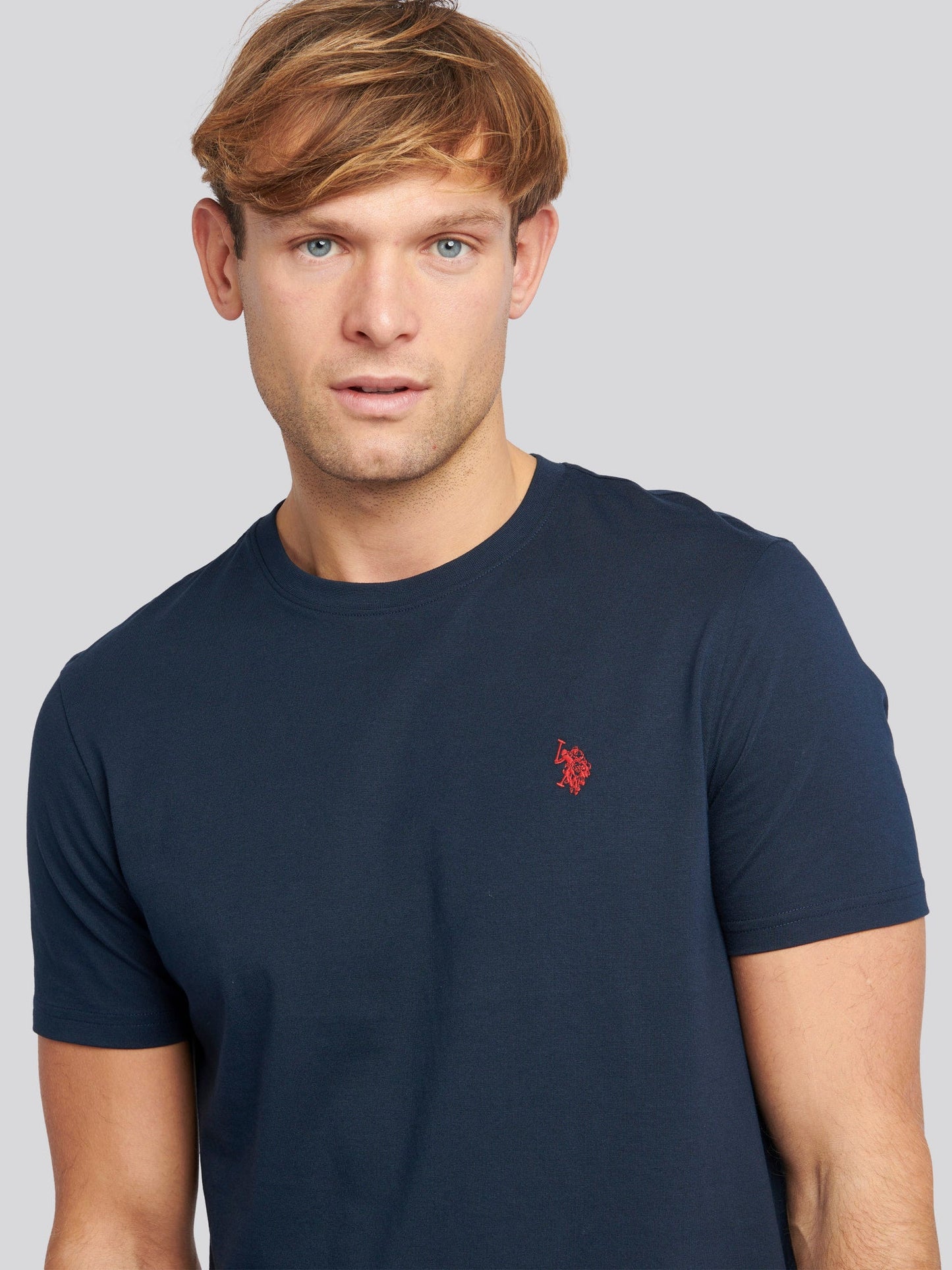 Mens Double Horsemen T-Shirt Dark Sapphire Navy / Haute Red DHM