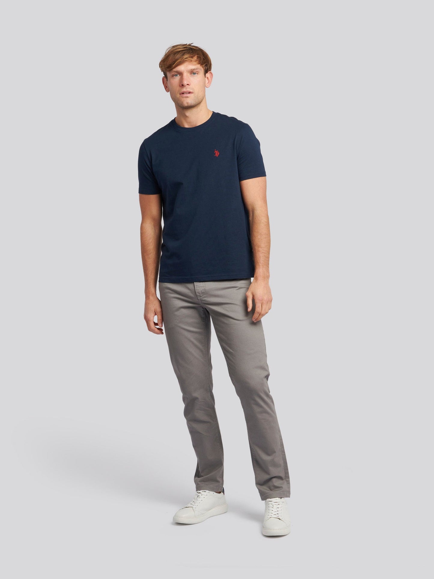 Mens Double Horsemen T-Shirt Dark Sapphire Navy / Haute Red DHM