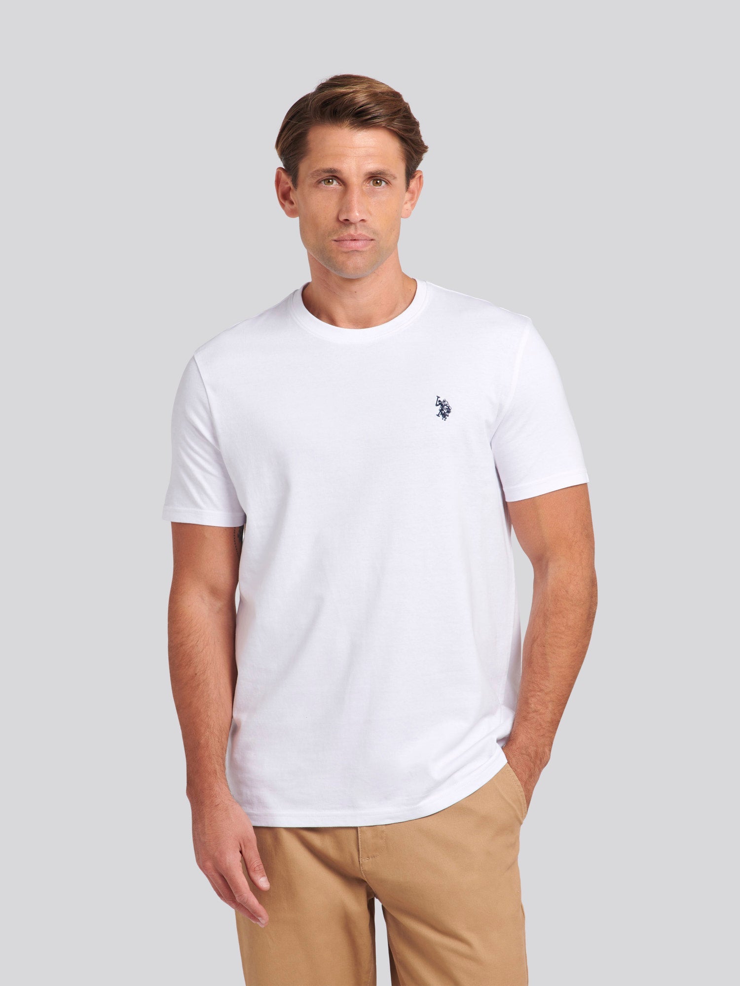 Mens Double Horsemen T-Shirt White / Dark Sapphire Navy DHM