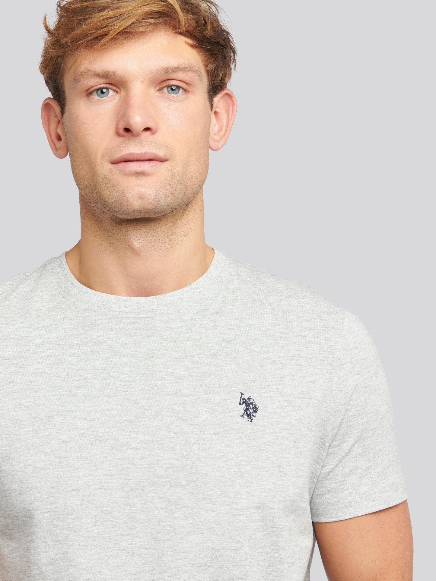 Mens Double Horsemen T-Shirt Mid Grey Marl