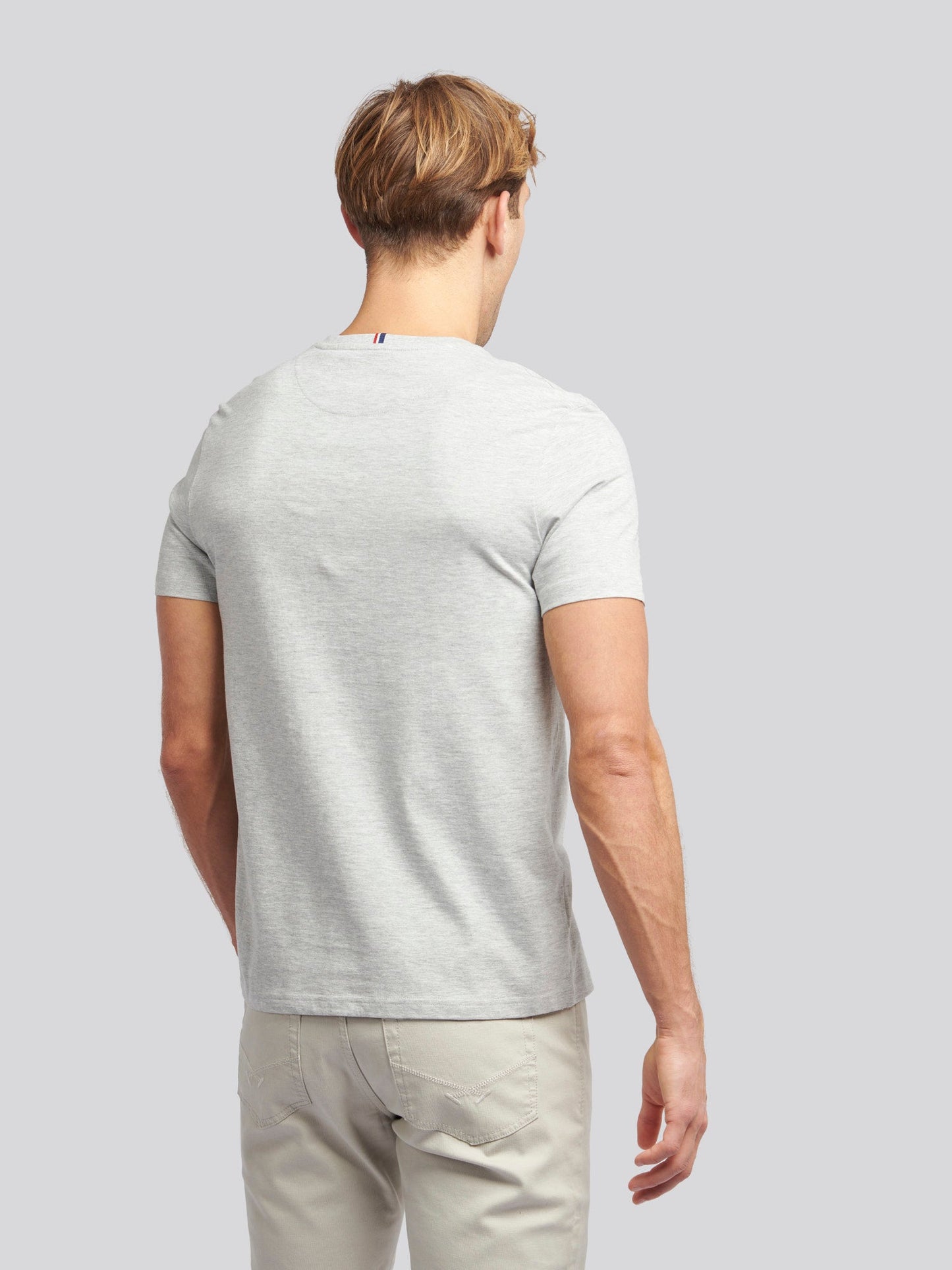 Mens Double Horsemen T-Shirt Mid Grey Marl