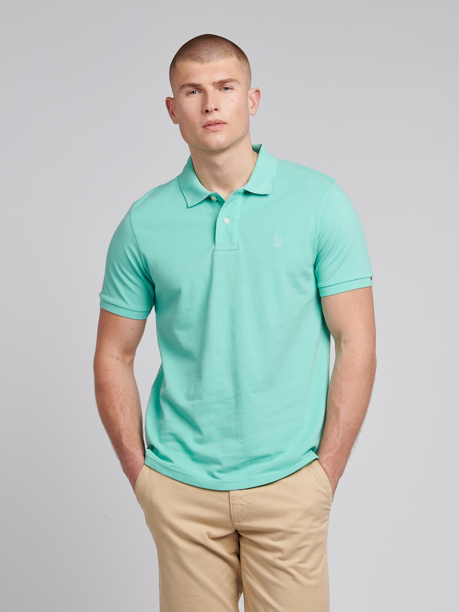 Mens Double Horsemen Polo Shirt Pool Blue
