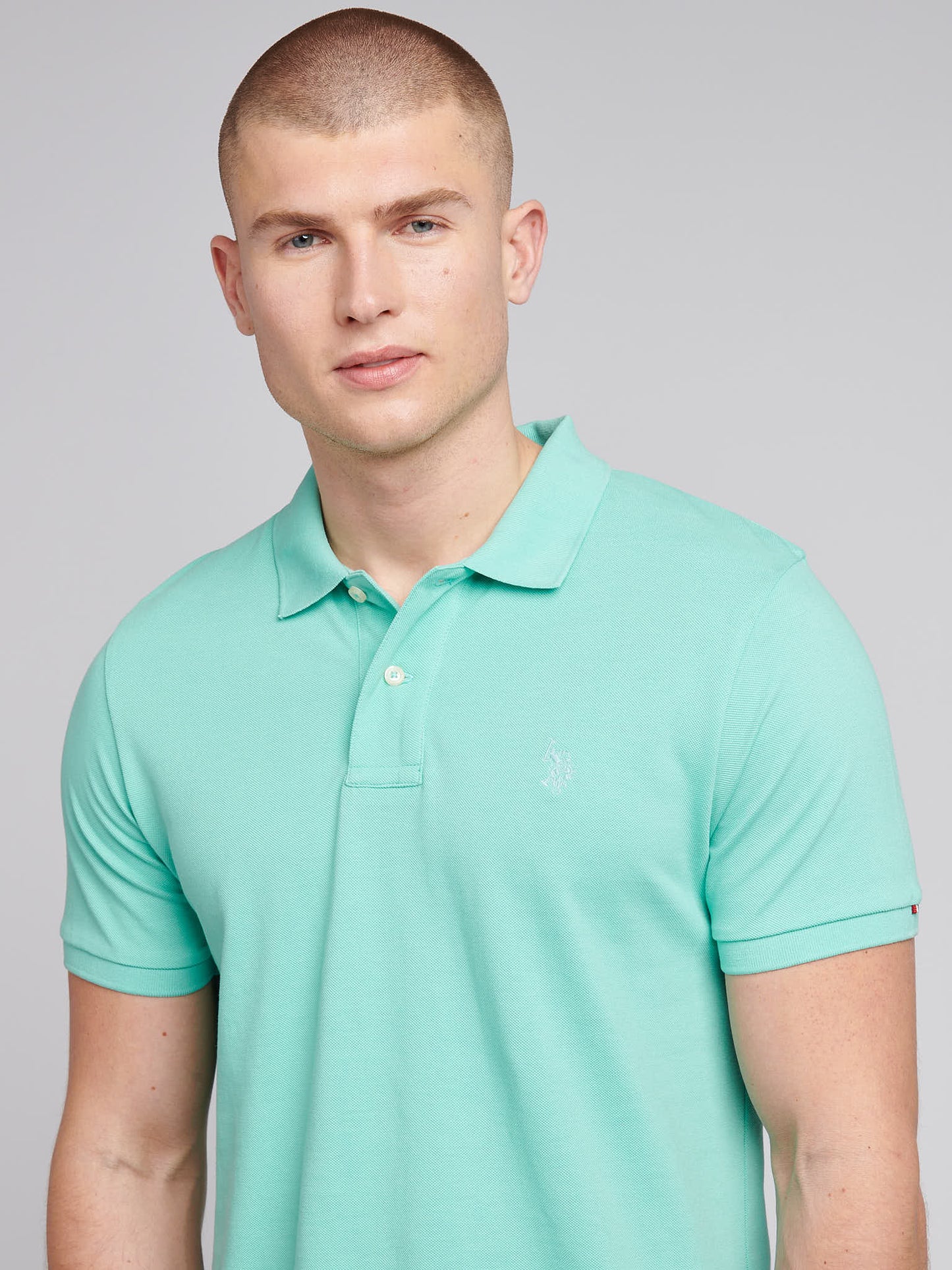 Mens Double Horsemen Polo Shirt Pool Blue